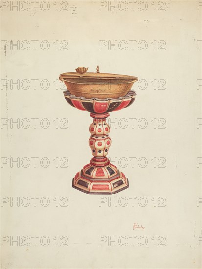 Baptismal Font and Stand, 1939. Creator: Hal Blakeley.