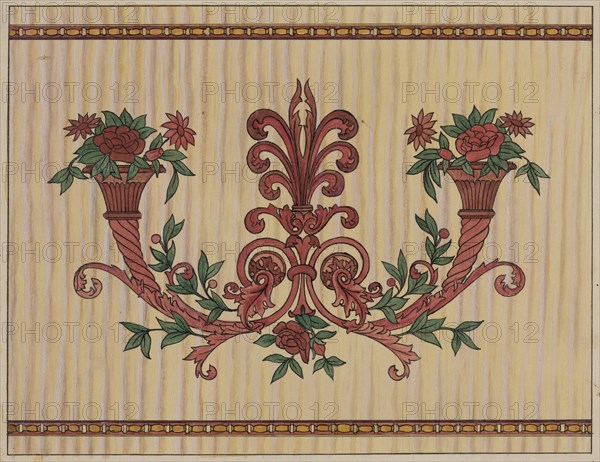 Decorative Panel from Rail Car Interior, c. 1936. Creator: Wellington Blewett.