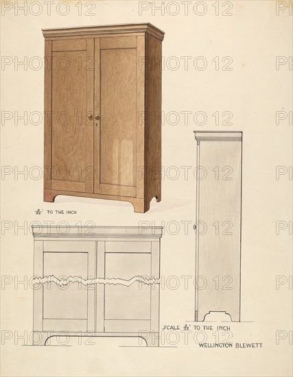 Bishop Hill: Cupboard, 1936. Creator: Wellington Blewett.