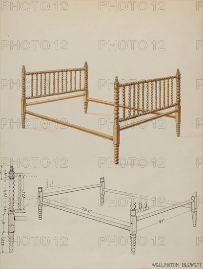 Bed, c. 1936. Creator: Wellington Blewett.