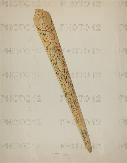 Scrimshaw: Swordfish Bill, c. 1941. Creator: Oscar Bluhme.