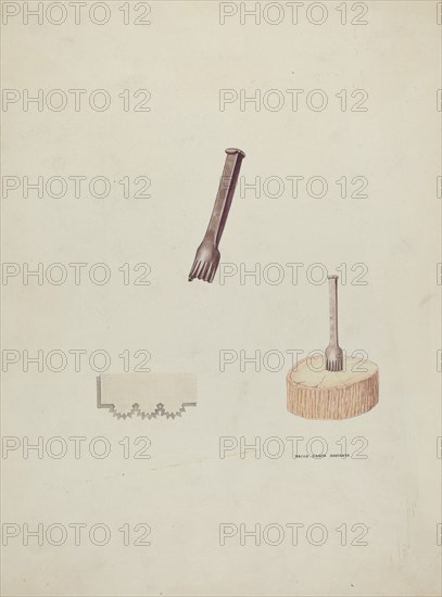 Plinker and Wood Block, 1935/1942. Creator: Oscar Bluhme.