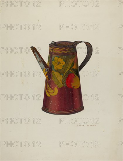 Toleware Teapot, c. 1940. Creator: Oscar Bluhme.