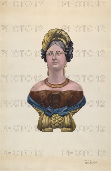 Figurehead for Ship "Marcia Allen", c. 1938. Creator: Molly Bodenstein.