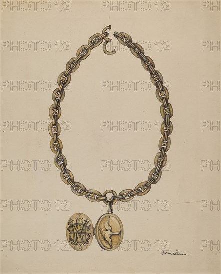 Necklace and Locket, c. 1937. Creator: Molly Bodenstein.