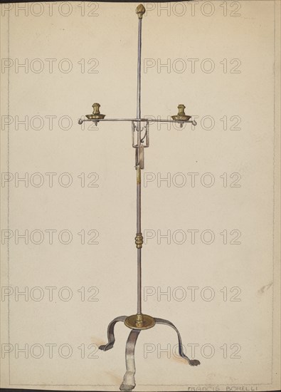 Iron and Brass Candlestand, 1935/1942. Creator: Francis Borelli.