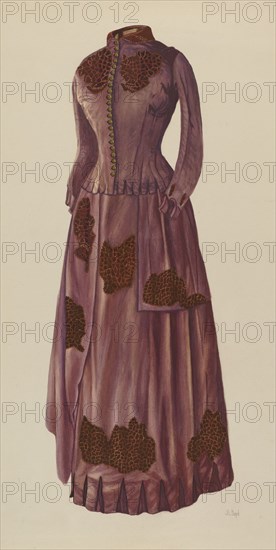 Brown Silk Afternoon Dress, c. 1936. Creator: Joseph L. Boyd.