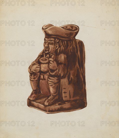 Brown Pottery Toby Jug, c. 1936. Creator: Dorothy Brennan.