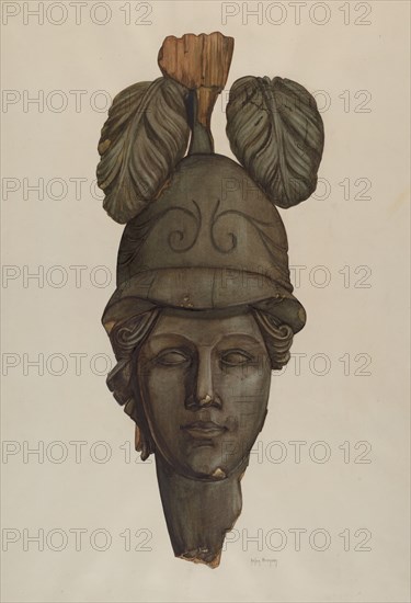 Head from a Statue: Minerva, 1935/1942. Creator: Helen Bronson.
