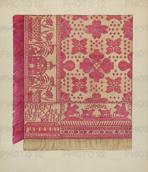 Woven Coverlet, c. 1937. Creator: Helen Bronson.