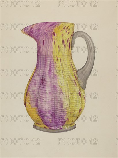 Glass Water Pitcher, c. 1938. Creator: Helen Bronson.