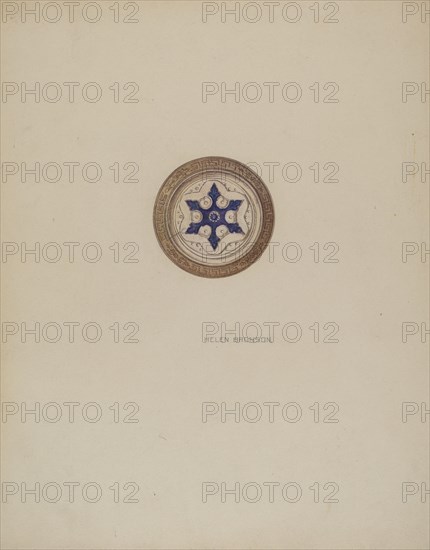 Mirror Support - Blue Six Point Star, c. 1941. Creator: Helen Bronson.