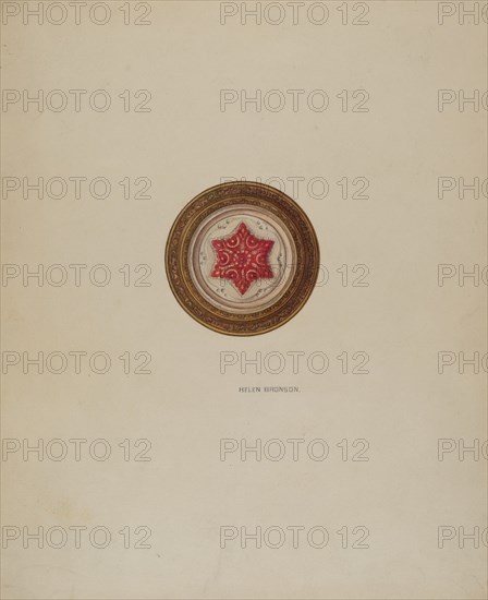 Mirror Support - Red Six Point Star, c. 1941. Creator: Helen Bronson.