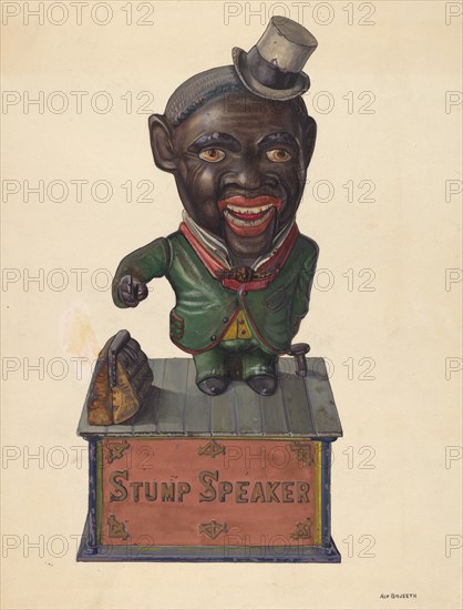 Stump Speaker Bank, c. 1937. Creator: Alf Bruseth.