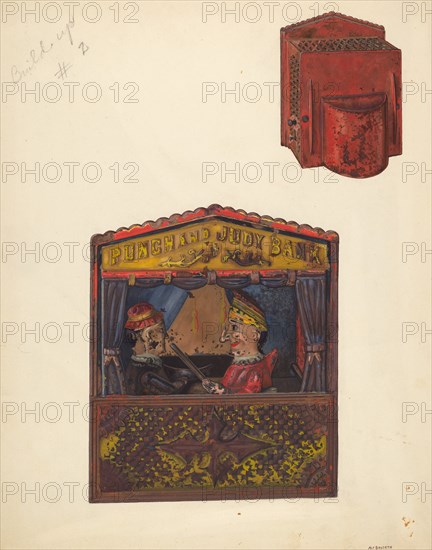 Punch and Judy Bank, c. 1937. Creator: Alf Bruseth.