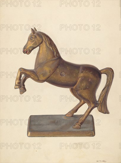 Rearing Horse Bank, c. 1938. Creator: Alf Bruseth.
