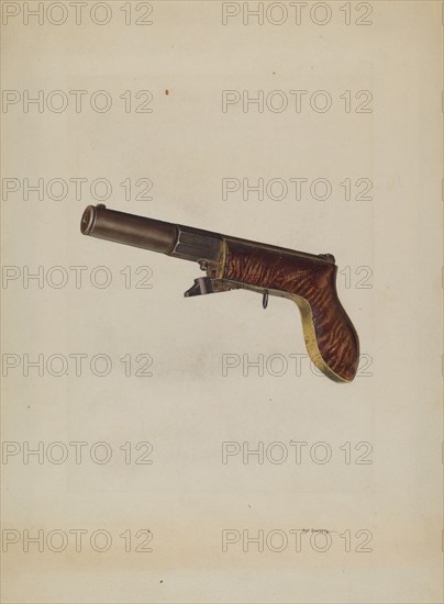 Muzzle Loading Pistol, c. 1940. Creator: Alf Bruseth.