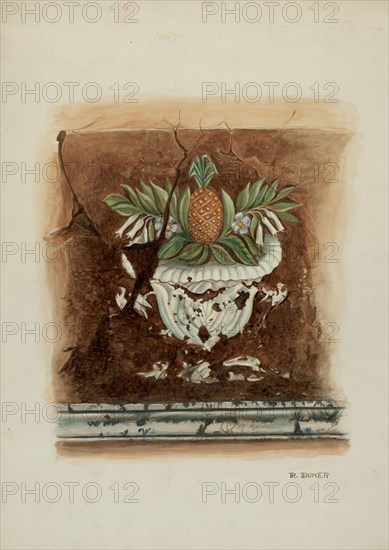 Wall Painting, Pineapple Motif, 1937. Creator: Ruth Buker.