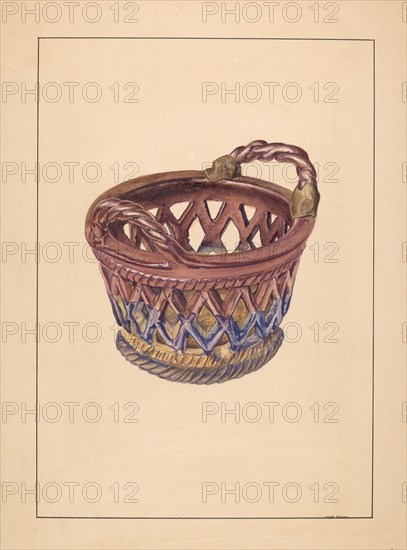 Pottery Basket, c. 1937. Creator: Angelo Bulone.