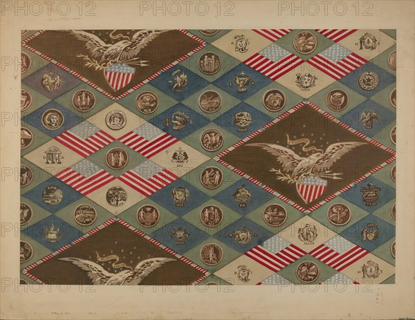 Textile (State Emblems), c. 1937. Creator: Angelo Bulone.