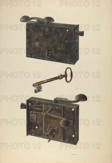 Zoar Lock w/ Key, c. 1938. Creator: Angelo Bulone.