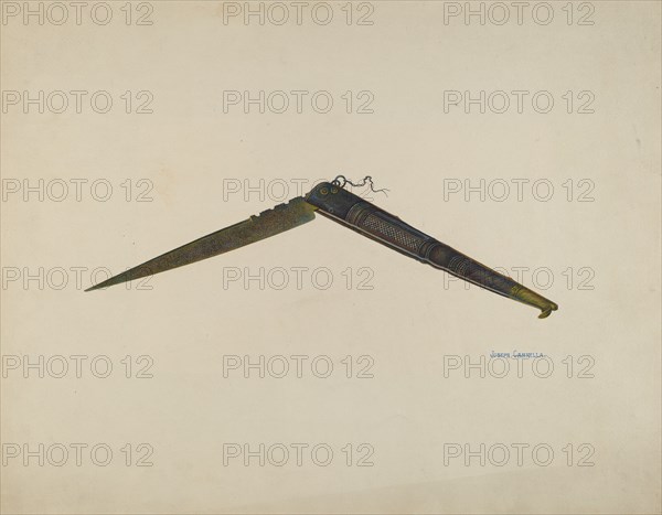 Collapsible Folding Knife, c. 1941. Creator: Joseph Cannella.