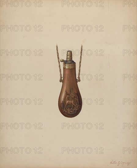 Powder Flask, c. 1938. Creator: Walter G. Capuozzo.