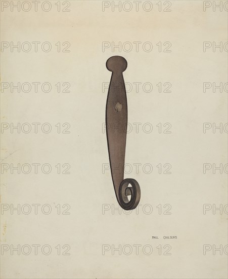 Iron Shutter Latch, c. 1939. Creator: William Paul Childers.