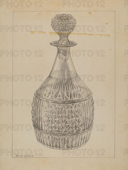 Decanter, c. 1937. Creator: John Dana.