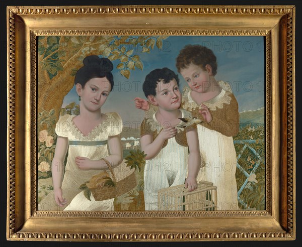 Portraits of Serafina, Gaetanino and Ciccillo di Ottaiano, Naples, 1815. Creators: Princess Isabella Albertini de Medici di Ottaiano, Marquis Filippo Petrone.