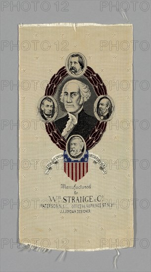 Commemorative Ribbon, United States, c. 1885/90. Creator: William Strange & Company.