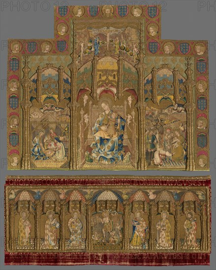 Retable depicting the Madonna and Child, the Nativity, and the Adoration of the Magi..., c. 1468. Creator: Unknown.