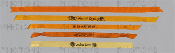 Five Cigar Ribbons, United States, 1880s. Creator: Unknown.