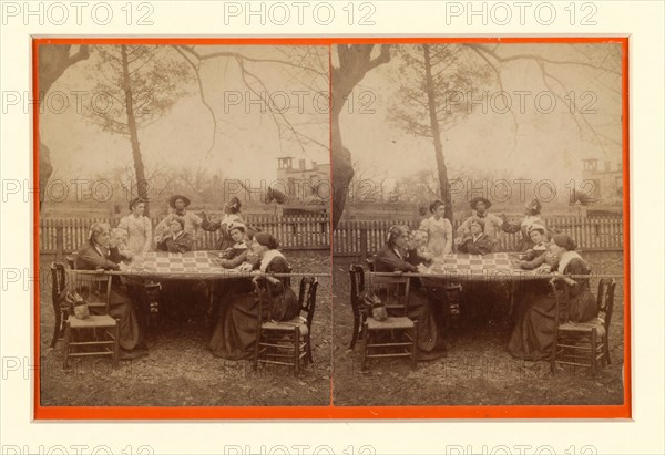 Aunt Hannah's quilting party, United States, 1896. Creator: Unknown.