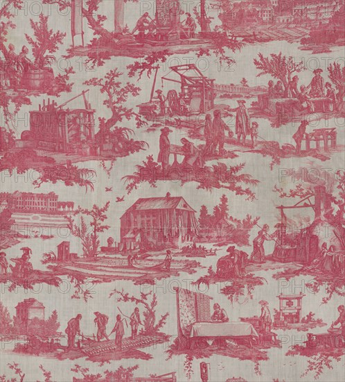 Les Travaux de la Manufacture (The Activities of the Factory) (Furnishing Fabric), France, 1783/84. Creator: Oberkampf Manufactory.