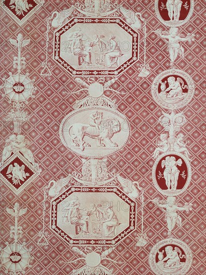 La Marchande d'Amour (The Merchant of Love) (Furnishing Fabric), France, 1815/17. Creator: Christophe-Philippe Oberkampf.