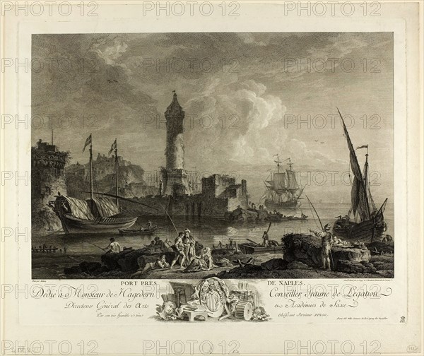 Port near Naples, 1754/1808. Creator: Adrian Zingg.
