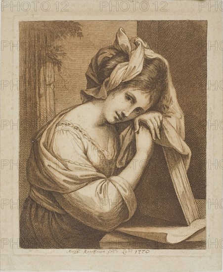 Woman Resting Her Head on a Book, 1770. Creator: Angelica Kauffman.