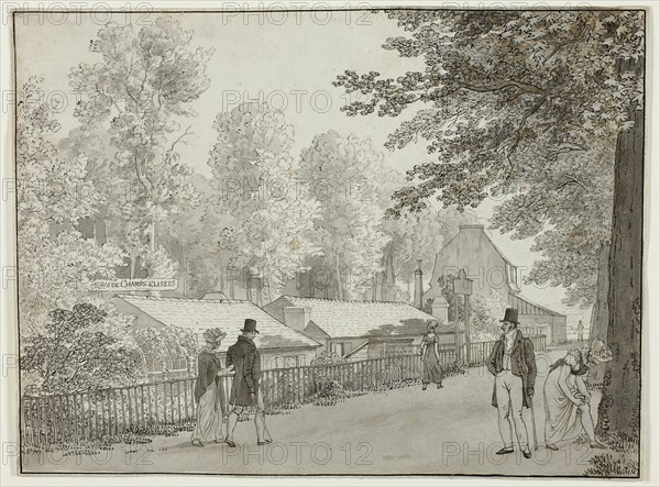 Relais, Avenue des Champs-Élysées, Paris (recto); Scene from the Life of Odysseus (verso), 1812. Creator: CW Eckersberg.