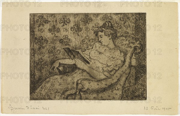 Seated Woman Reading, 1905. Creator: Georges Lemmen.