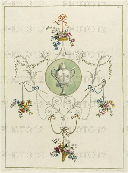Decorative Floral Print, from A Collection of Flowers Drawn after Nature, 1793. Creator: John Edwards.