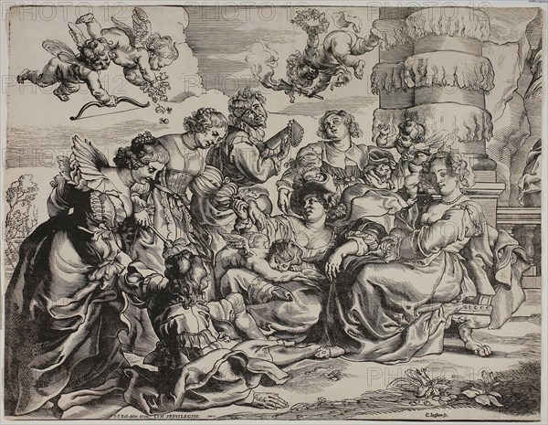 The Garden of Love, Left Half, with Seated Woman, c.1631. Creator: Christoffel Jegher.