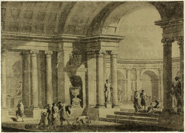 Classical Portico with Figures in Ancient Dress, n.d. Creators: Antonio Zucchi, Hubert Robert.