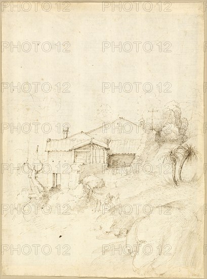 Monastery on the Slope of a Rocky Hill, 1508/09. Creator: Fra Bartolomeo.