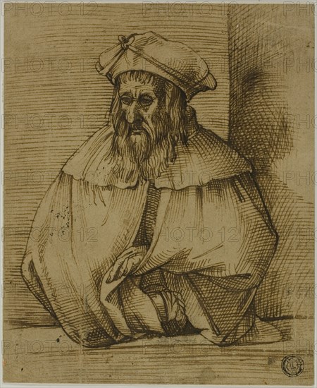 Half-Length Sketch of a Gentleman Wearing Hat and Cape, n.d. Creator: Bartolomeo Passarotti.