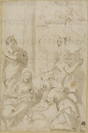 Adoration of the Shepherds, n.d. Creators: Carlo Bononi, Agostino Carracci, Annibale Carracci, Michel Ange Corneille.