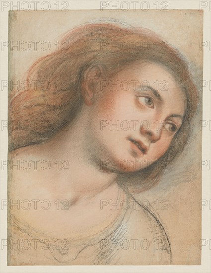 Study for Female Head (verso); Head of Christ (recto), 1635/40. Creator: Carlo Francesco Nuvolone.