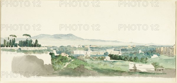 A View from the Palatine Hill, Rome, the Alban Hills in the Distance, c.1775. Creator: Carlo Labruzzi.