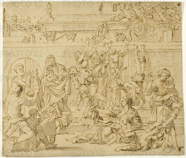 Saint Cecilia Distributing Alms to the Poor, after 1615. Creator: Domenichino.