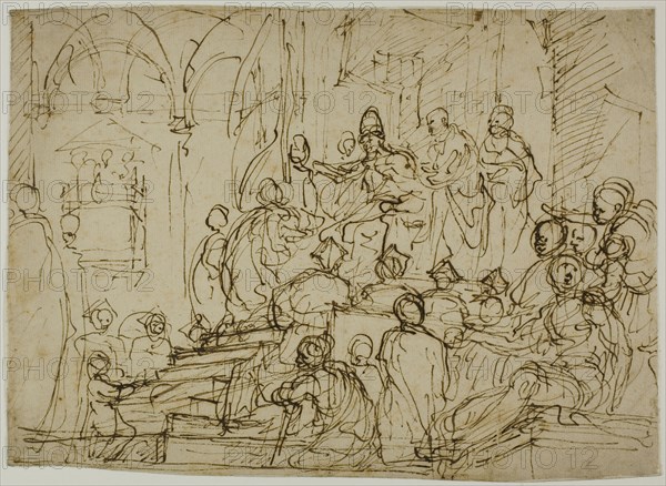 Enthroned King with Attendants, n.d. Creator: Domenico Cresti.